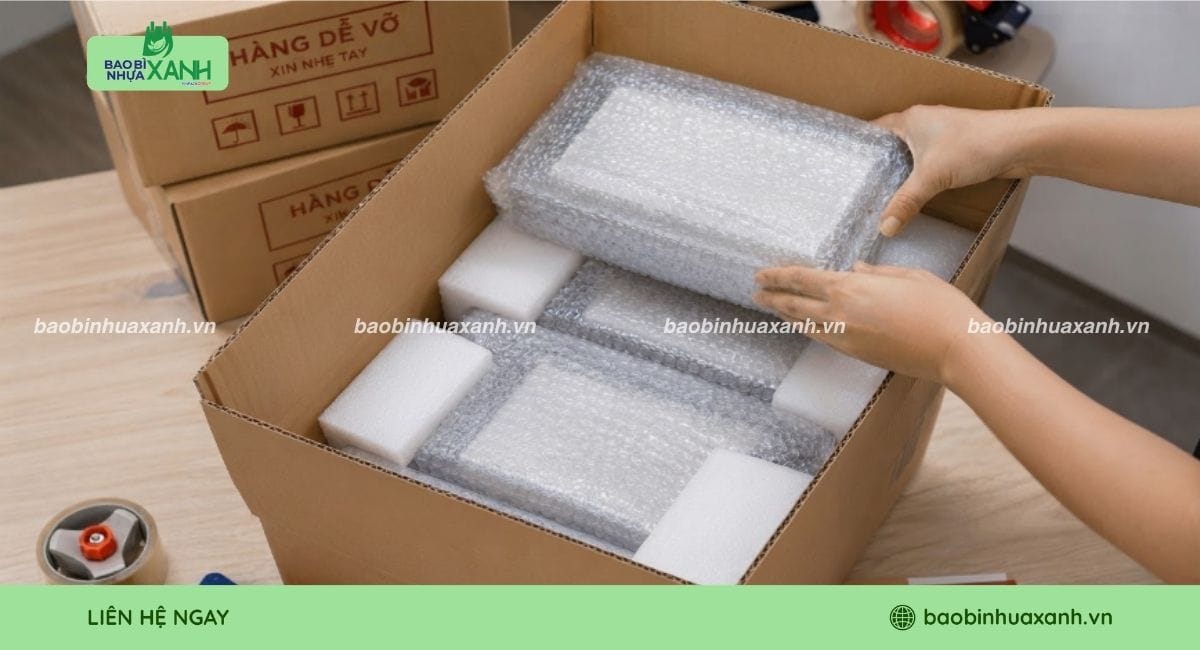Xốp hơi bọc hàng trong thùng carton