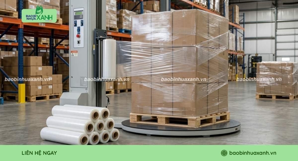 Màng PE quấn máy được sử dụng với máy quấn tự động