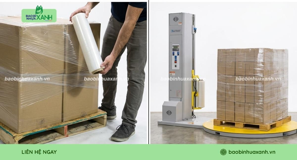 Phân biệt màng PE quấn tay và màng PE quấn máy