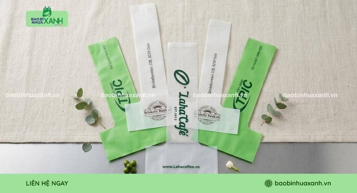 Túi chữ T tái chế in thông tin logo thương hiệu