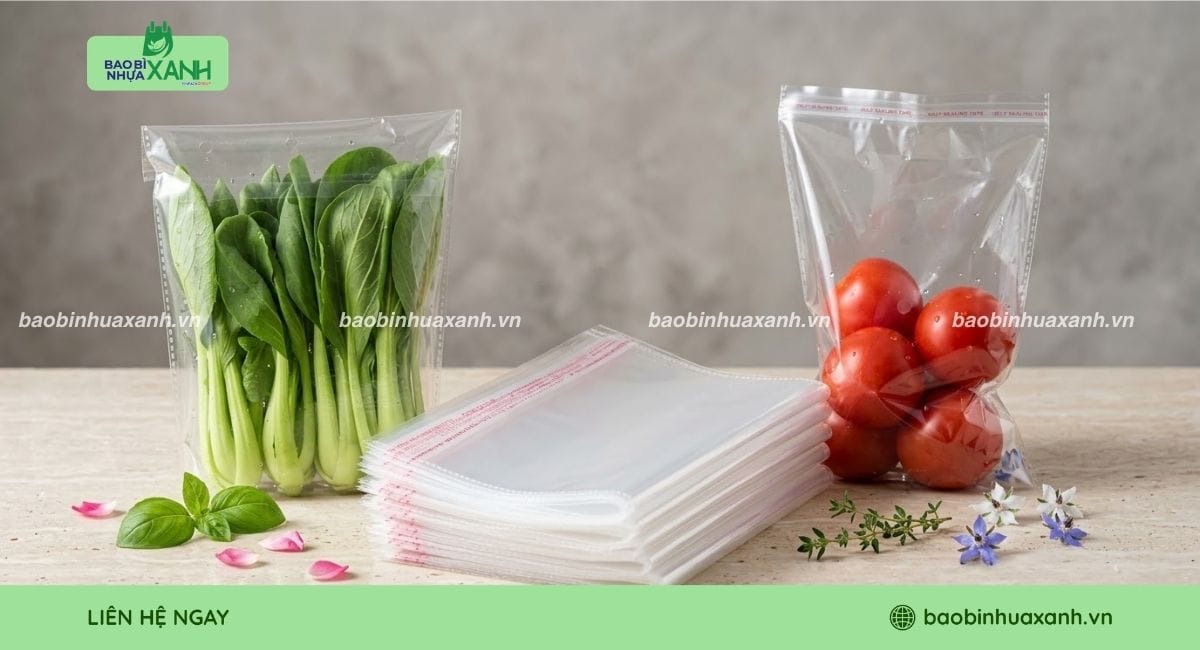 Túi dán miệng tái chế đựng rau củ