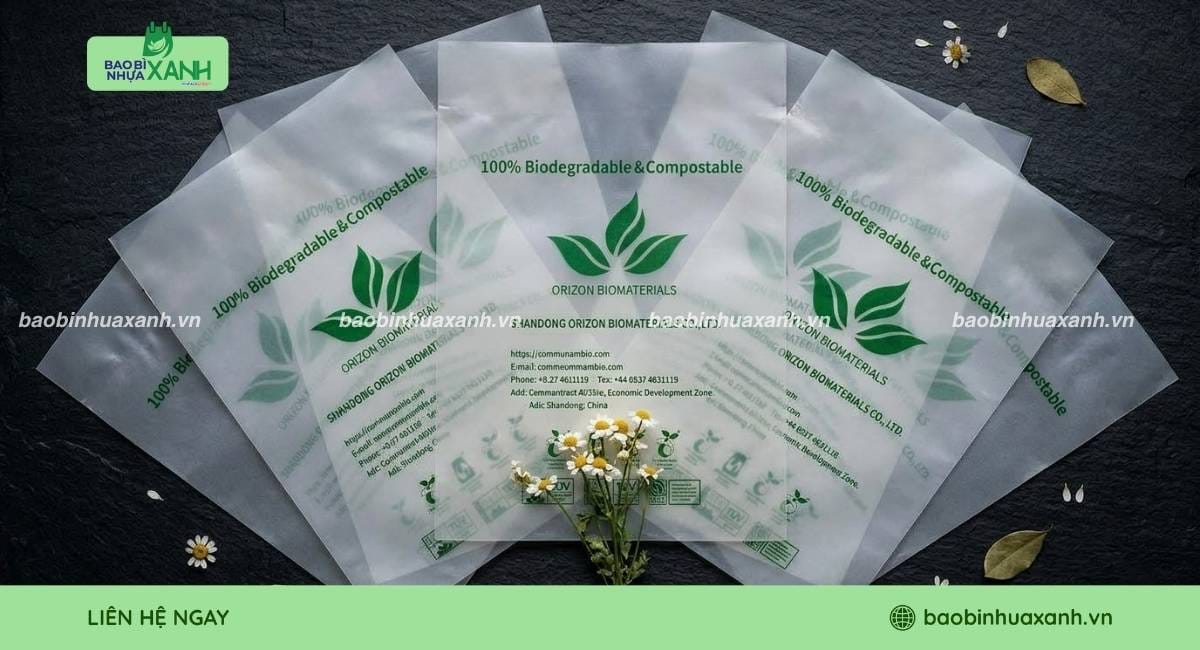 Túi miệng bằng tự hủy sinh học có in logo